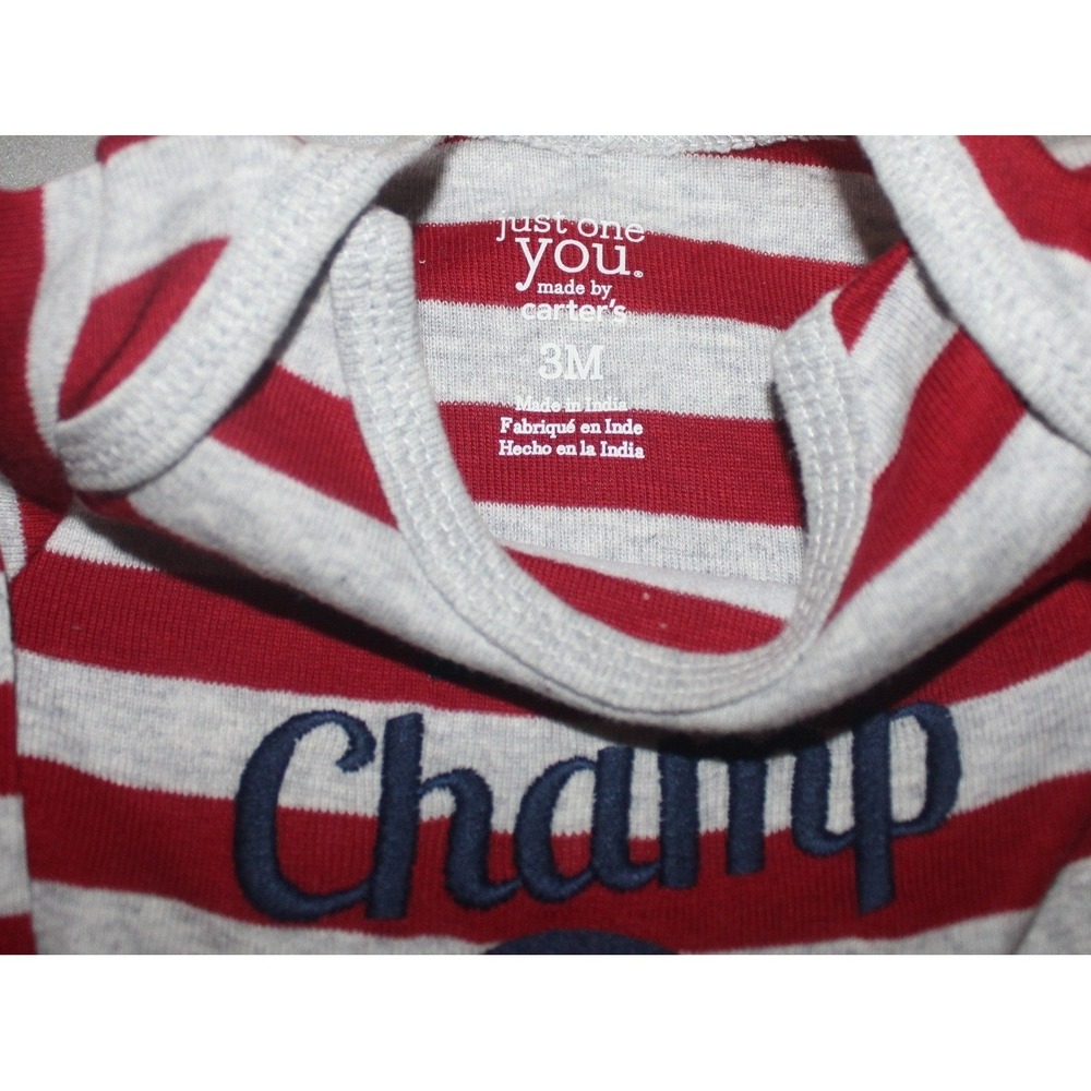 Just One You by Carters Baby Boys 3PK Long Sleeve Football Bodysuits Navy Red 3M - Picture 6 of 7